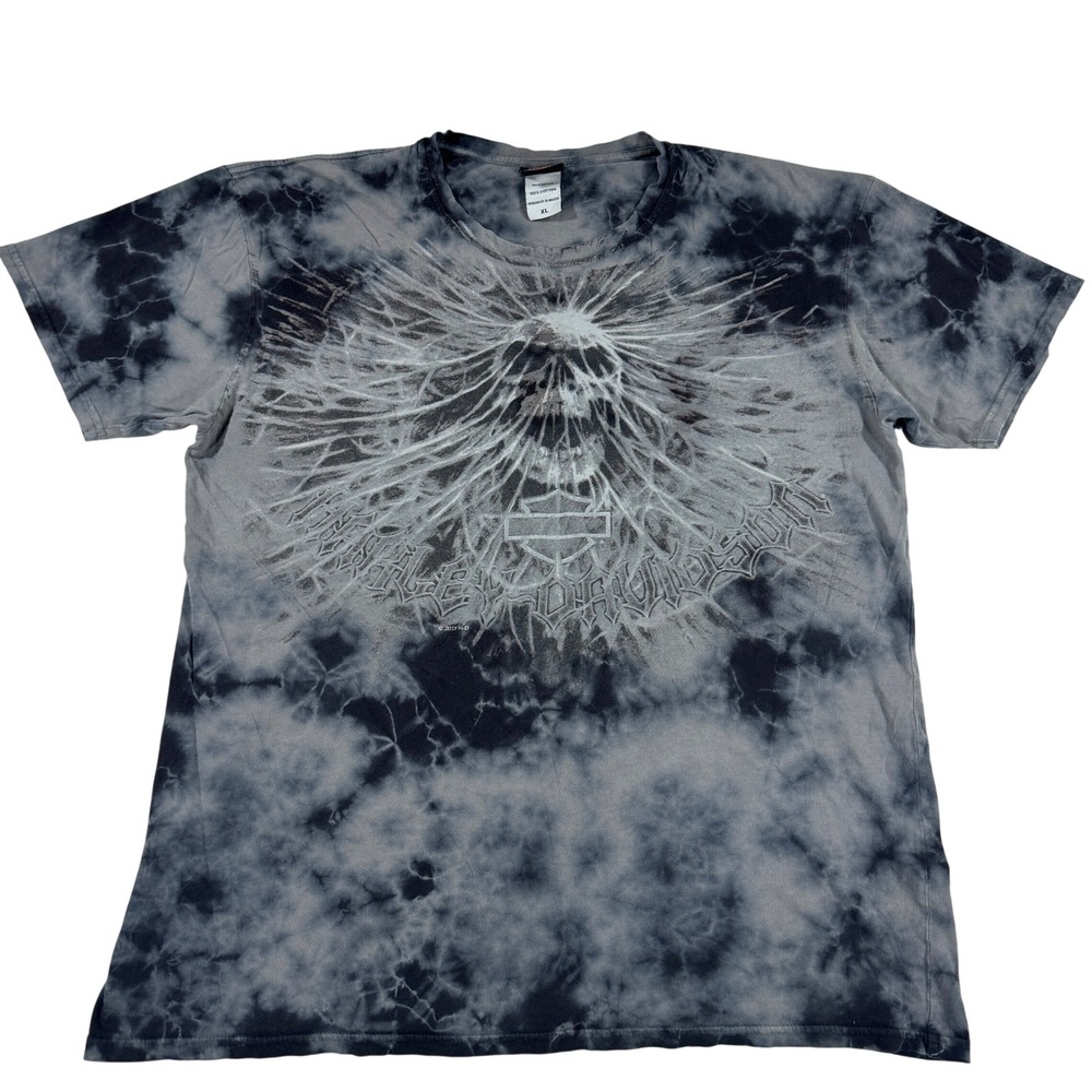 Harley Davidson Men's XL Grey Tie Dye Skull Graphic Speedway Concord NC
